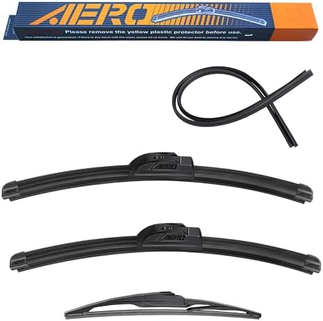 AERO Voyager 22"+17" Premium All-Season Windshield Wiper Blades with Extra Rubber Refills OEM Replacement for Toyota Yaris iA 2018 + 1-Year Warranty (Pack of 2)