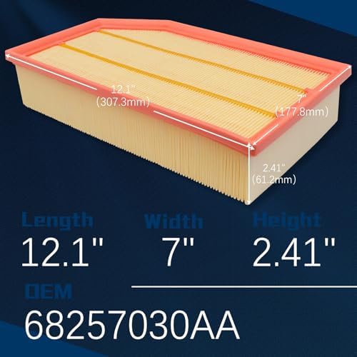 Engine Air Filter Compatible With 2018-2024 Jeep Wrangler 2.0L/3.6L 2020-2024 Jeep Gladiator 3.6L 68257030AA 68257030aa