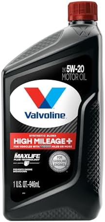 Valvoline High Mileage 150K with Maxlife Plus Technology Motor Oil SAE 5W-20 1 QT, Case of 6