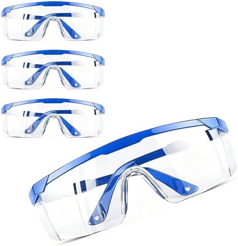 Safety Glasses, Clear Anti-Fog Protective Goggles, Lightweight Industrial Eye Protection (4 Pack)