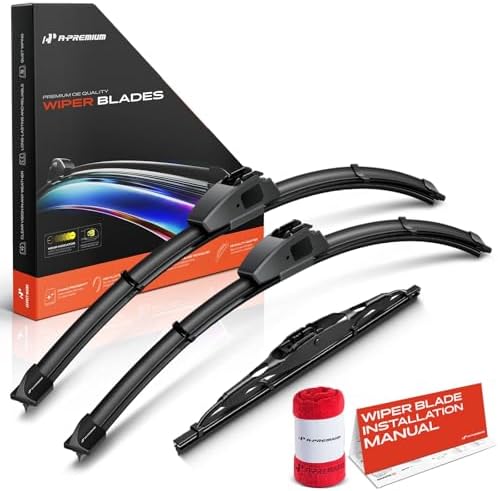 A-Premium 19"+19"+10" Windshield Wiper Blades with Wear Indicator & Towel