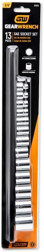 GEARWRENCH 13 Pc. 3/8" Drive 6 Pt. Standard Socket Set, SAE - 80553
