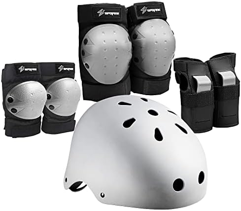Kids Bike Helmet, Toddler Helmet for Youth Adult, Knee Pad Elbow Pad Wrist Guard Protective Gear Set for Skateboard, Bike, Skating, Cycling