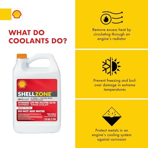 Shell Zone Dex-Cool Extended Life ELC Antifreeze + Coolant, Pre-Diluted 50/50 (1 Gallon, Single Pack)