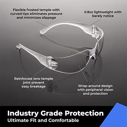 amoolo Clear Safety Glasses, ANSI Z87.1 Impact Resistant, 24 Pack, Adult