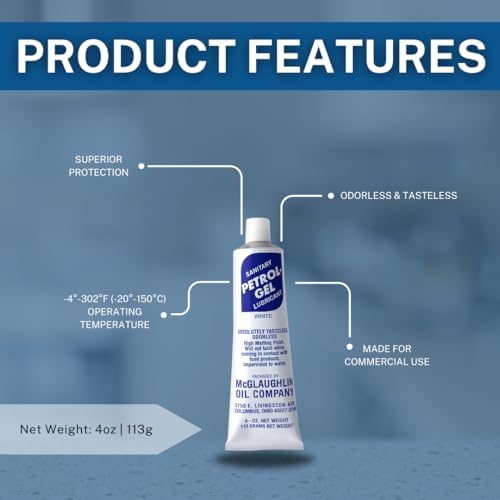 Petrol-Gel Food Grade Equipment Lubricant NSF - Premium Mineral Oil for Food Grade Grease Applications, Commercial Multipurpose - Pack of 2