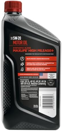 Valvoline High Mileage 150K with MaxLife Plus Technology 5W-20 Motor Oil 1 Quart
