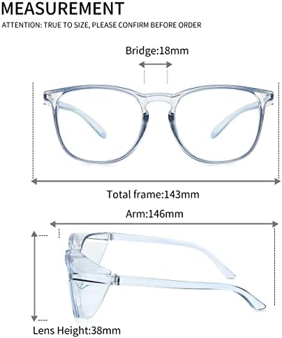 Alsenor Safety Glasses Anti Fog Goggles Protective Eyewear Blue Light Blocking Anti Dust UV Protection Glasses For Men Women (Sky-Blue)