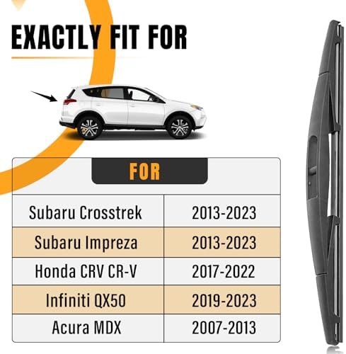 AUTOBOO 12" Rear Wiper Blade Replacement for Subaru Crosstrek Honda CRV