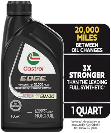Castrol EDGE 5W-20 Advanced Full Synthetic Motor Oil, 1 Quart, Pack of 6
