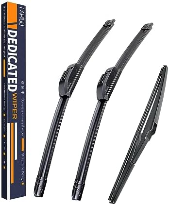 Replacement for Fiat 500 2011-2019 Silent Wipers -FAPIUO Front and Rear Windshield Wipers 24"+14"+12" Full Blade Set (3 Pack) U/J HOOK