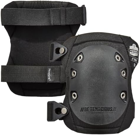 Ergodyne ProFlex 335 Slip Resistant Rubber Cap Knee Pads, Black, Buckle Closure