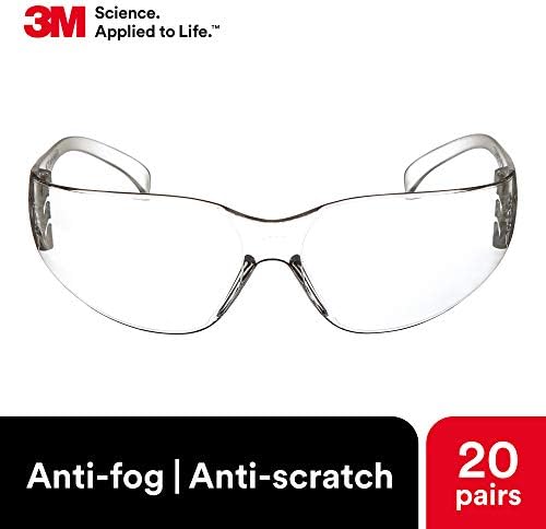 3M Safety Glasses, Virtua, Clear Lens, Clear Frame, ANSI Z87