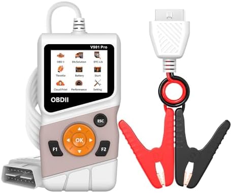 OBD2 Scanner Diagnostic Tool, Car Code Reader & Car Battery Tester for 12V Lead-Acid Batteries, OBD II Scanner, Wireless Car Scanner Diagnostic Tool, Vehicle Code Reader