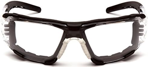 Pyramex Safety Fyxate Safety Glasses, Clear H2MAX Anti-Fog Lens with Foam Padding