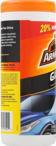 Armor All Car Glass Wipes, Auto Glass Cleaner for Film and Grime, 30 Count (Pack of 2)