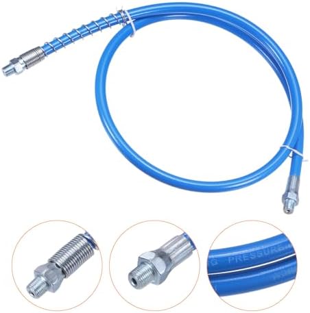 HARFINGTON Grease Gun Hose 39.3" 10000 PSI Spring Flex High Pressure Quick Release Grease Replacement with Coupler 1/8" NPT Threads for Grease Gun, Blue