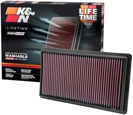 K&N High-Flow Original Lifetime Engine Air Filter: Increase Power: Premium, Washable: Compatible with 2007-2026 Ford/Lincoln/Mazda: (See Product Description for Select Models) 33-2395