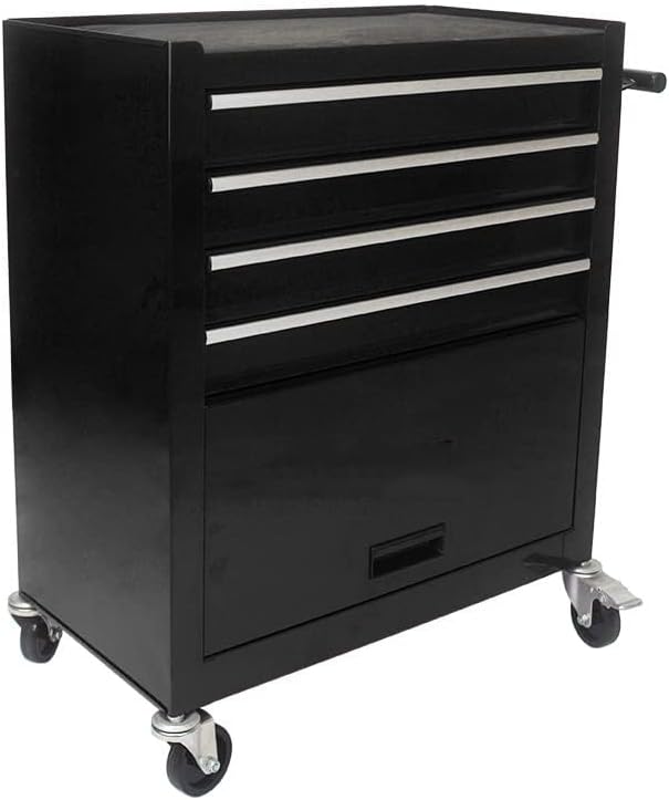 4 Drawer Tool Cart on Wheels, Rolling Tool Cart, Heavy Duty Utility Industrial Service Cart Storage Organizer with Locking System，Drawers Rolling Tool Box Organizer Tool Case for Garage, Repair Shop