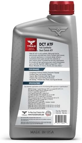 TRIAX DCT ATF - Full Synthetic Dual Clutch Automatic Transmission Fluid - OEM Grade - Compatible with Direct Shift Gearboxes and Dual Clutch Transmissions (6 Quart Case)