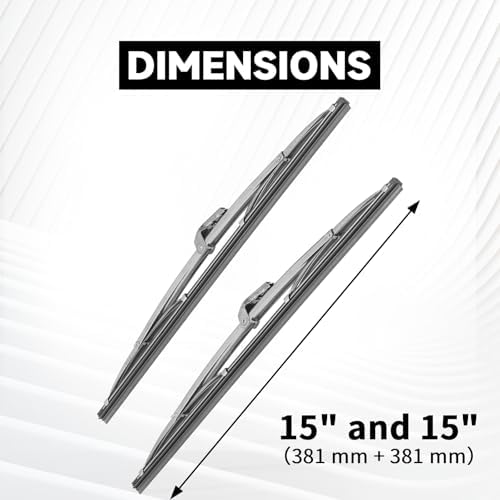 15" Classic Stainless Wiper Blades for Classic Cars/Boat Marine, Set of 2