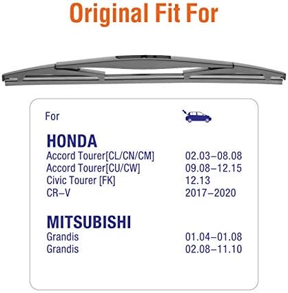 For Genuine Honda 76730-TRN-H01 CRV 2017-2021 Rear Windshield Wiper Blade Replacement, Exact Fit for CR-V 2017 2018 2019 2020 2021 Rear Wiper Arm, WOWIPER Car Wipers, 300mm - 12" + 12 inch (set of 2)