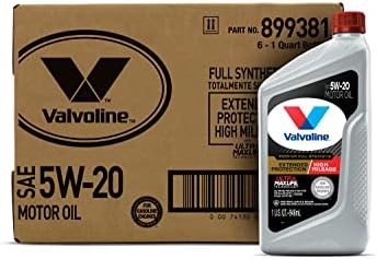 Valvoline Extended Protection High Mileage with Ultra MaxLife Technology 5W-20 Full Synthetic Motor Oil 1 QT, Case of 6