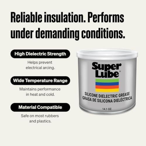 Super Lube Silicone Dielectric & Vacuum Grease Non-Curing Compound (Translucent White, 14.1oz/400g Canister) | NSF Certified Food Grade & Clean | Resistant to Thermal Degredation