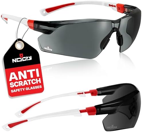 NoCry Safety Sunglasses with Green Tinted Wraparound Lenses; Tinted Safety Glasses for Men and Women with Adjustable Arms & No-Slip Grips; Work Glasses with UV 400 Protection; ANSI Z87.1 Rated