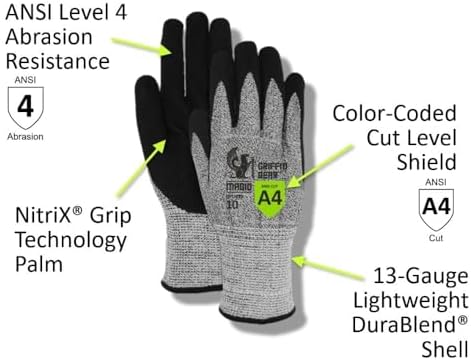 MAGID Griffin Gear ANSI A4 Sandy Nitrile Coated Work Gloves