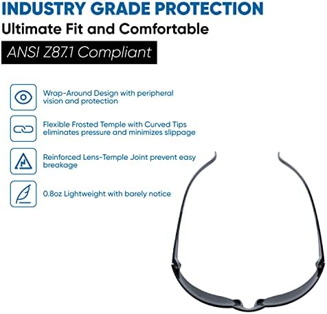 amoolo Tinted Safety Glasses, ANSI Z87.1 Impact Resistant, 48 Pack, Adult