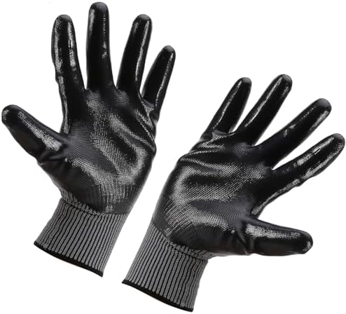 work gloves MicroFoam Nitrile Coated-12 Pairs Pack,Seamless Knit Nylon Glove with Black Micro-Foam Nitrile Grip,Ideal for General Work Gloves for Men & Women