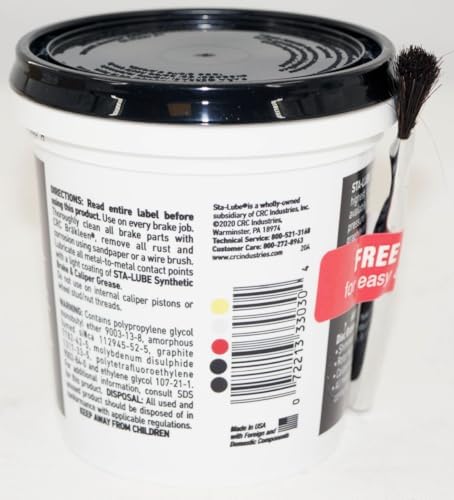 CRC SL3303 - Sta-Lube Synthetic Brake and Caliper Grease 12 oz Tub with Brush (12 Pack of 12 oz Tubs)