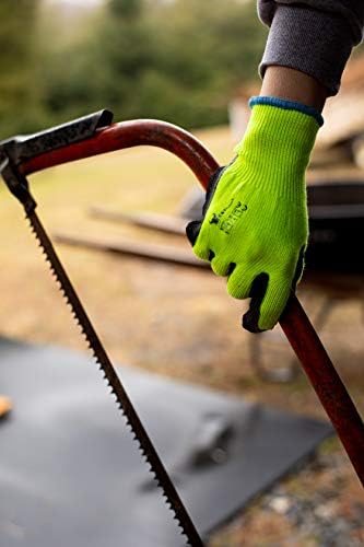 G & F Products 1516 Premium High Visibility Green Work & Gardening Gloves for Men and Women, MicroFoam Textured Coated Palm & Fingers, Large, 6 Pairs