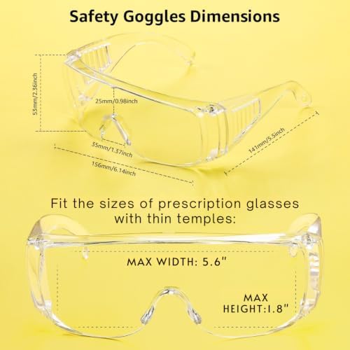 Anti-fog Safety Glasses over eyeglasses 24Pack, Scratch & Impact Resistance Lab Goggles, Ansi Z87.1 Safety Glasses for men&women, Clear Safety Glasses for Construction,Labs,Industrial