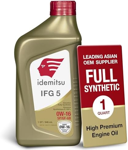 Idemitsu IFG5 0W-16 SP/GF-6B Full Synthetic Motor Oil – 1 Quart | Engineered for Superior Efficiency and Protection | Certified for Hybrid and Gasoline Engines