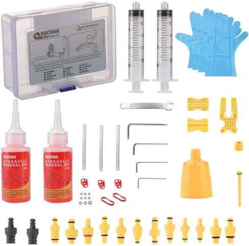 Brake Bleed Kit for Shimano, Tektro, TRP, Magura & Giant, Hydraulic Disc Brake Bleed Kit with 120ml Mineral Oil, Funnel, Syringes and Adapters for MTB Road Bike