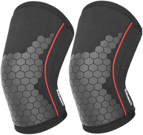 Knee Compression Sleeves for Men Women Weightlifting Knee Sleeves, 7mm Neoprene Knee Brace for Men Women, Thick Compression Brace for Weightlifting Powerlifting Squatting Cross Fit Training (Black Honecmb, Medium)