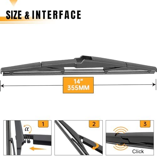 AUTOBOO 14" Rear Wiper Blade Replacement for Jeep Cherokee Mazda CX5