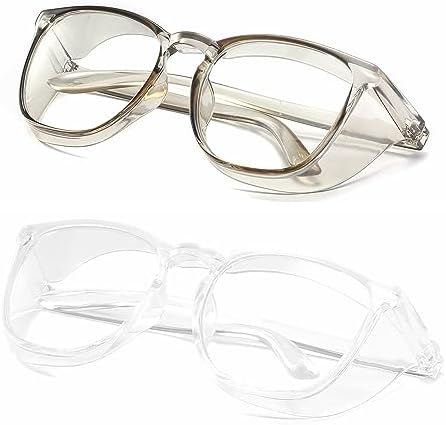 Alsenor Safety Glasses Anti Fog Goggles Protective Eyewear Blue Light Blocking Anti Dust UV Protection Glasses For Men Women (2 Pack (Green + Clear))