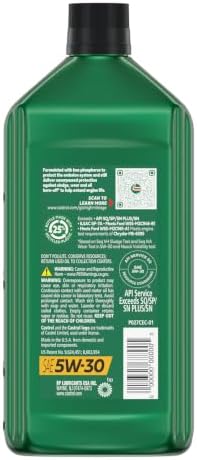 Castrol GTX High Mileage 5W-30 Synthetic Blend Motor Oil, 1 Qt, Pack of 6
