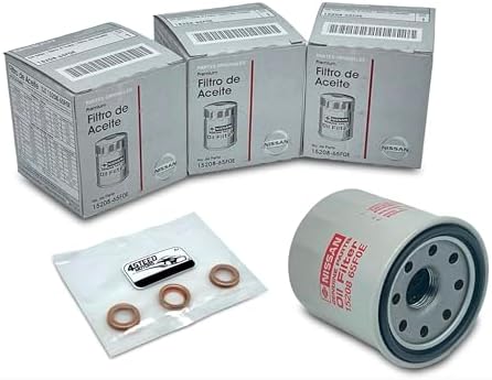 SET 3 PCS NEW Genuine OEM 15208-65F0E Engine Oil Filter + 4STEED MOTORS 11026-JA00A 11026-01m02 Drain Plug Gasket Compatible with Nissan Infiniti - Rogue Frontier Pathfinder Quest Murano Titan Sentra
