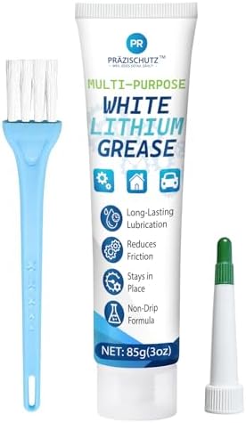 White Lithium Grease Multi-Purpose Lubricant, Long-Lasting Waterproof & Rust Preventive Grease, High Load Protection for Automotive, Marine, Industrial & Household Use, 3 oz / 85g