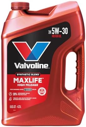Valvoline High Mileage with MaxLife Technology SAE 5W-30 Synthetic Blend Motor Oil 5 QT, Case of 3 (Packaging May Vary)