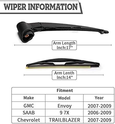 Rear Wiper Arm & Blade Kit for Chevrolet Trailblazer/GMC Envoy 06-09