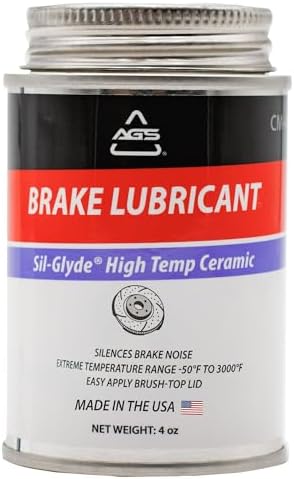 AGS Automotive Solutions Brush Top Can Ceramic-Glyde Silicone Brake Lubricant, 4oz, Compatible with Ceramic and Metallic Brake Pads, Noise Reduction Technology