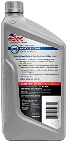 Valvoline Motor Oil, 10W-40, 1 QT Pack of 2 | Full Synthetic | 4-Stroke Motorcycle