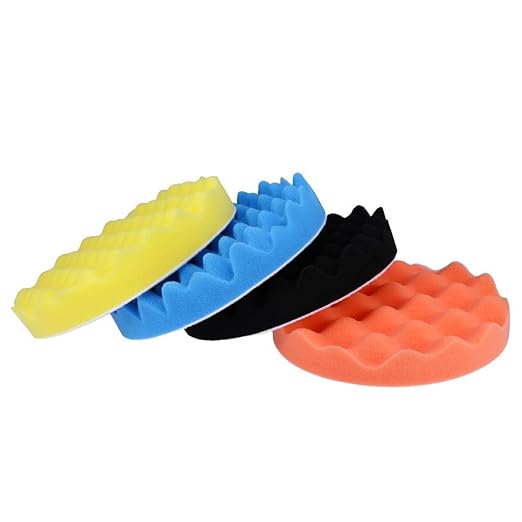 4-Pack 7inch (180mm) Car Sponge Buffing Pad Soft Wave Foam Pad Polishing Sponge Pads Kit for Car Polisher Compounding, Polishing and Waxing