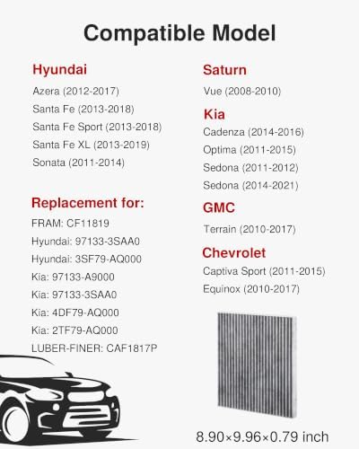 Puroma Cabin Air Filter Activated Carbon for CF11819 Hyundai KIA GMC Saturn