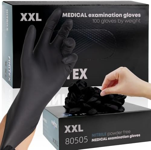 FINITEX Black Nitrile Disposable Gloves 5mil Medical Exam,XXL